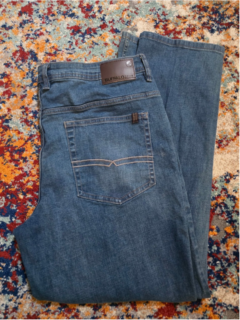 Buffalo David Bitton Men's 40x32 Jackson-X Straight Stretch Jeans Medium Wash
